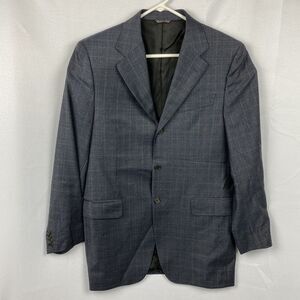 Trussini Sport Coat Lana Super 120s Mens 38R Blazer 3-Button Blue Plaid Italy‎